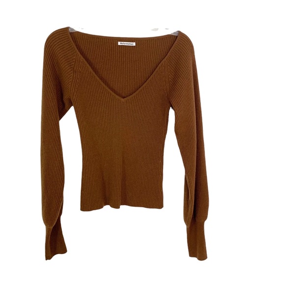 Reformation Cashmere Hart Sweater Cinnamon S NWT - Picture 4 of 12